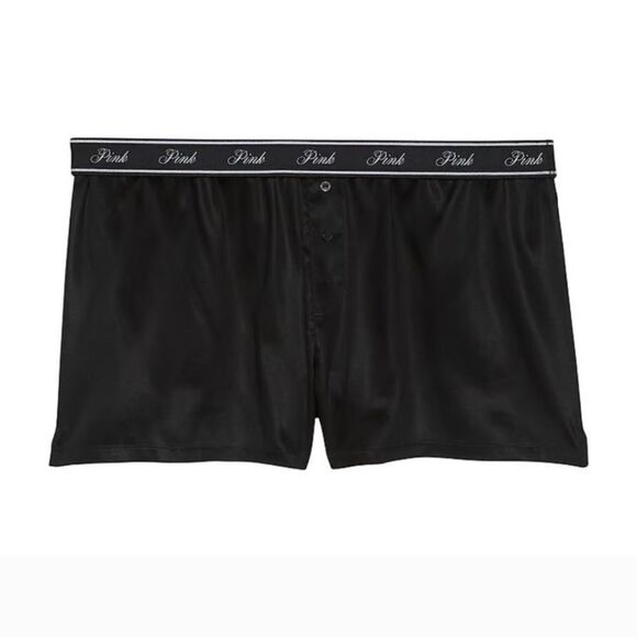Victoria’s Secret PINK Tencel Satin Pajama Shorts XL Black Skeleton Diamante - Picture 4 of 10